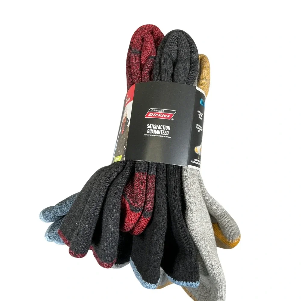 Dickies Thermal Crew Socks 5‎ Pair Cotton Blend Midweight Work Boot 6-12